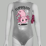 Axolotl Gymnastics Leotard: Sparkly Silver & Pink Dance or Gym Outfit