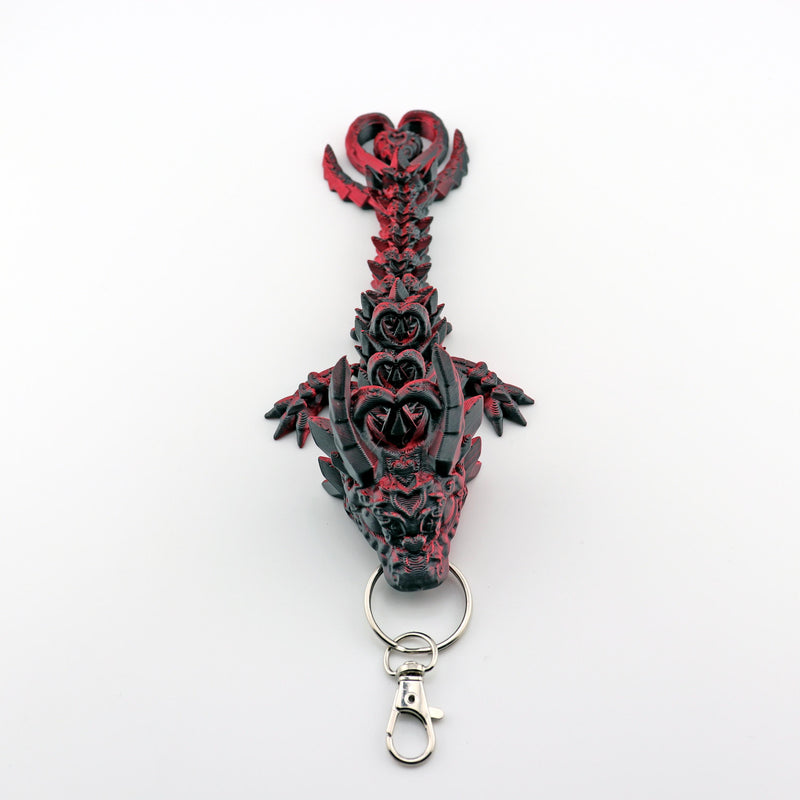 Dark Heart Dragon Keychain – Articulating Mini Dragon Keyring or Bag Charm