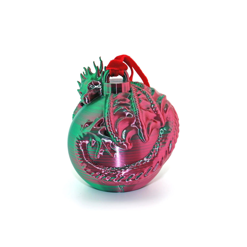 Dragon Christmas Ornament: Mythical Holiday Tree Decoration with Velvet Ribbon