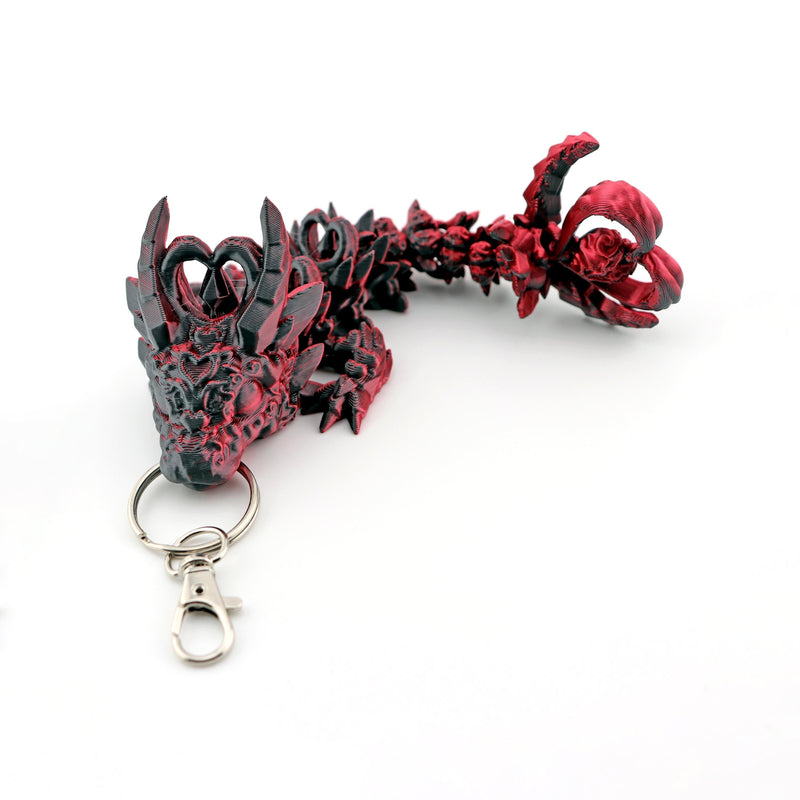 Dark Heart Dragon Keychain – Articulating Mini Dragon Keyring or Bag Charm
