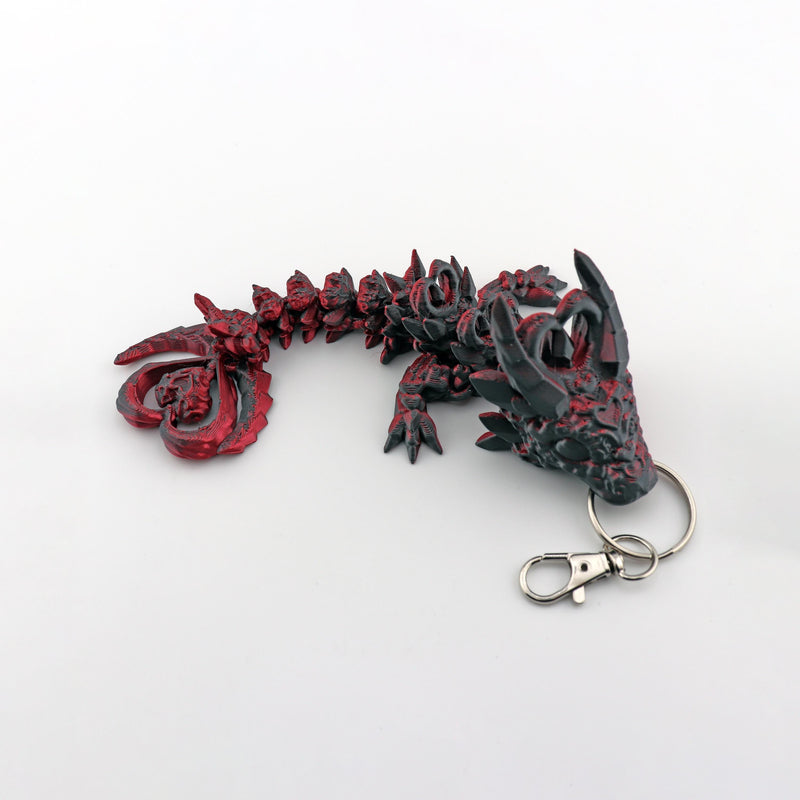 Dark Heart Dragon Keychain – Articulating Mini Dragon Keyring or Bag Charm