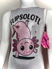 Axolotl Gymnastics Leotard: Sparkly Silver & Pink Dance or Gym Outfit
