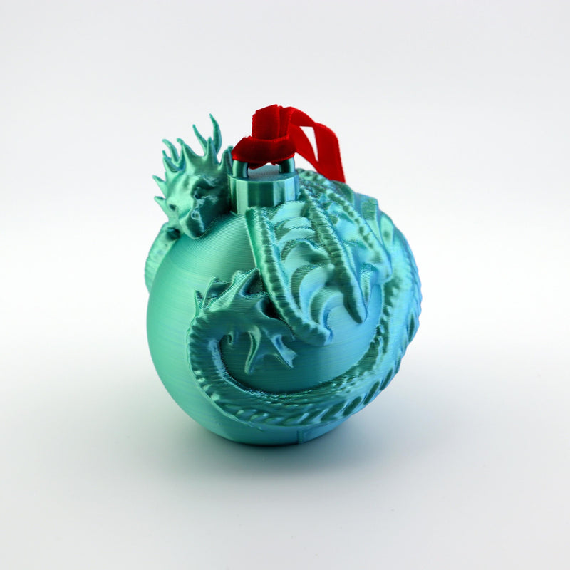 Dragon Christmas Ornament: Mythical Holiday Tree Decoration with Velvet Ribbon