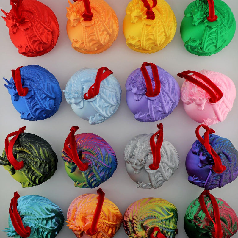 Dragon Christmas Ornament: Mythical Holiday Tree Decoration with Velvet Ribbon