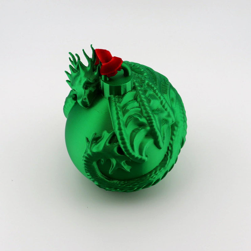 Dragon Christmas Ornament: Mythical Holiday Tree Decoration with Velvet Ribbon