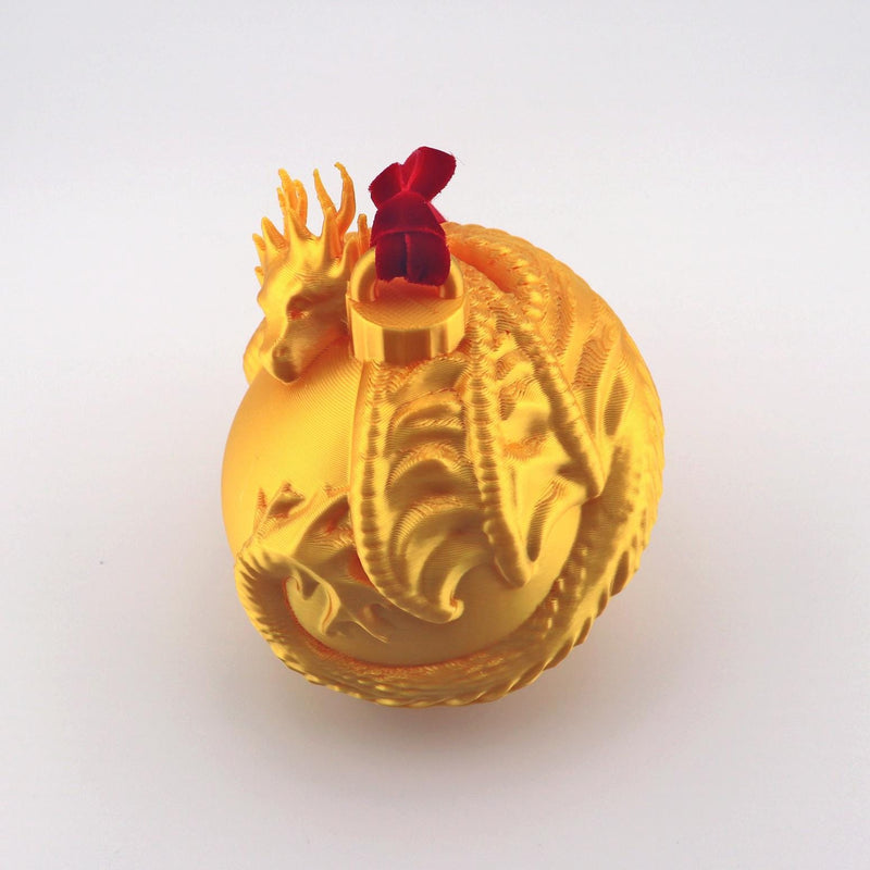 Dragon Christmas Ornament: Mythical Holiday Tree Decoration with Velvet Ribbon