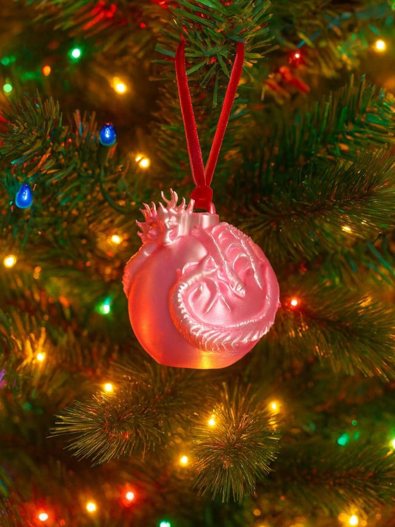 Dragon Christmas Ornament: Mythical Holiday Tree Decoration with Velvet Ribbon