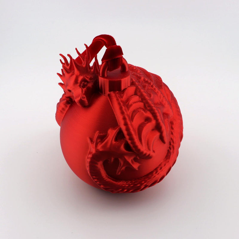 Dragon Christmas Ornament: Mythical Holiday Tree Decoration with Velvet Ribbon