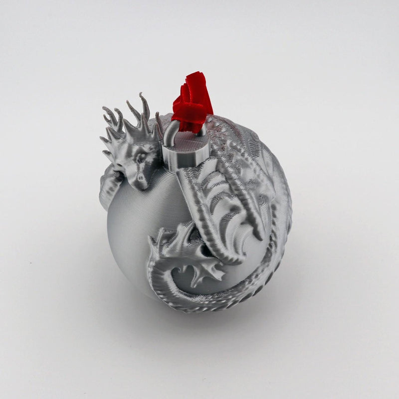 Dragon Christmas Ornament: Mythical Holiday Tree Decoration with Velvet Ribbon