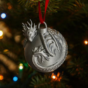 Dragon Christmas Ornament: Mythical Holiday Tree Decoration with Velvet Ribbon