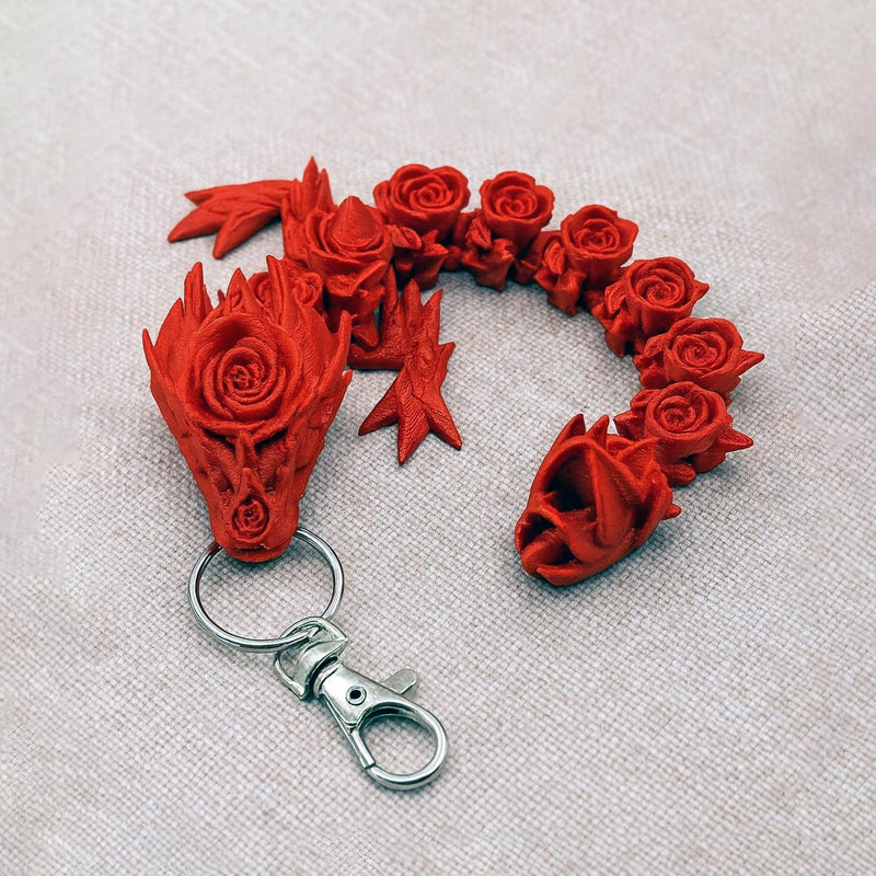 Articulated Rose Dragon Keychain: Fantasy Bag Charm