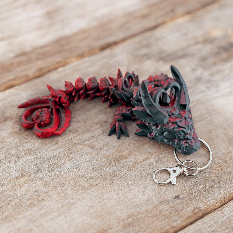 Dark Heart Dragon Keychain – Articulating Mini Dragon Keyring or Bag Charm