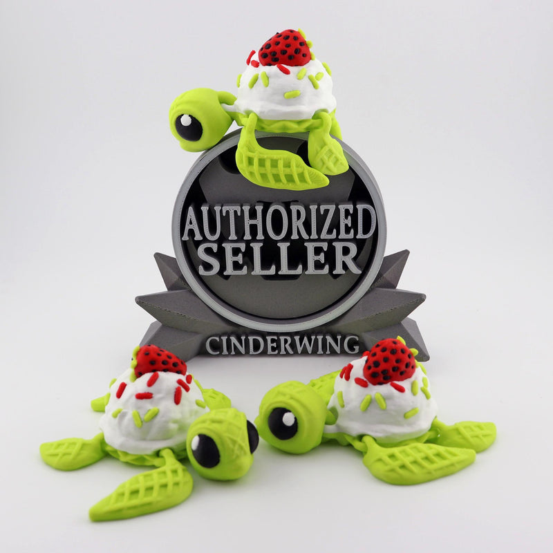 Dessert Turtle | 3D Printed Turtle Figurine | Strawberry Cake Turtle | Kawaii Turtle Decor | Sweet Animal Shelf Decor | Turtle Collectible