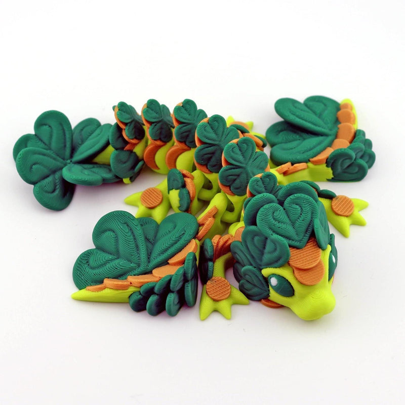 Clover Dragon – St. Patrick’s Day Dragon | Lucky Shamrock 3D Printed Dragon | St. Paddy’s Decor | Celtic Dragon Gift