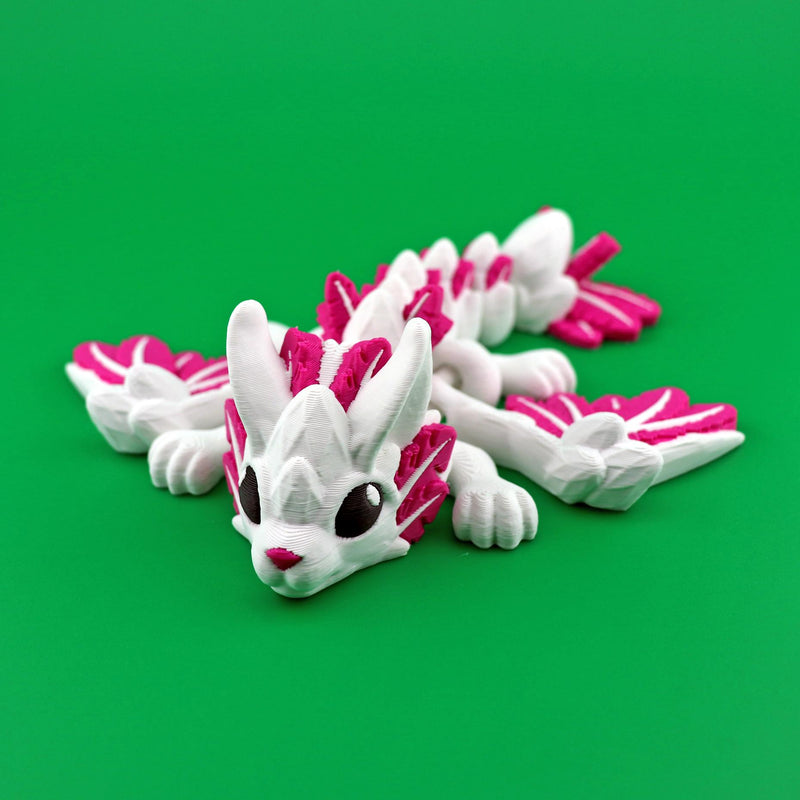 Articulated Bunny Dragon Figurine | 3D Printed Easter Decor