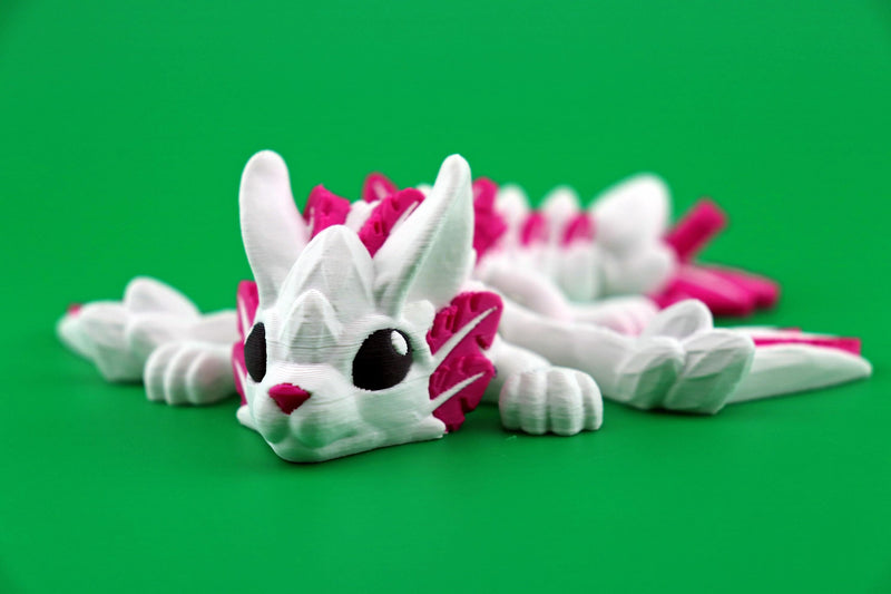 Articulated Bunny Dragon Figurine | 3D Printed Easter Decor
