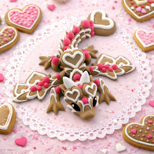 Heart Cookie Dragon – Valentine-Themed Articulated Dragon Figurine