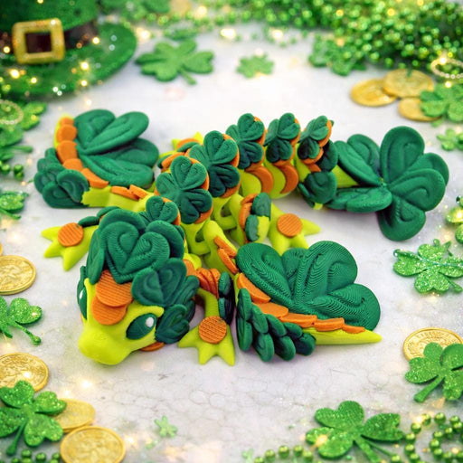 Clover Dragon – St. Patrick’s Day Dragon | Lucky Shamrock 3D Printed Dragon | St. Paddy’s Decor | Celtic Dragon Gift