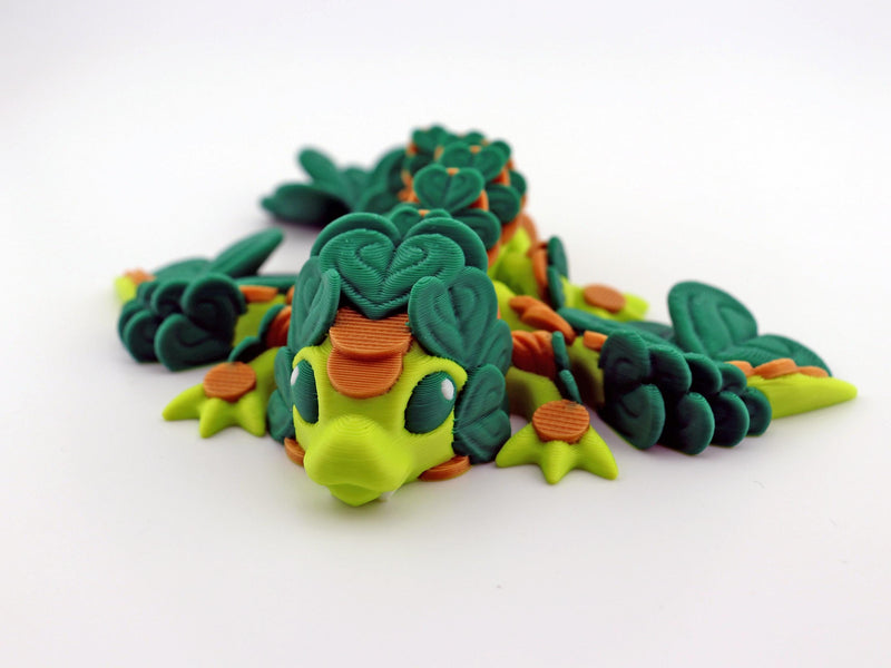 Clover Dragon – St. Patrick’s Day Dragon | Lucky Shamrock 3D Printed Dragon | St. Paddy’s Decor | Celtic Dragon Gift