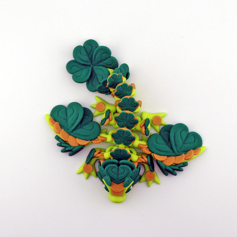 Clover Dragon – St. Patrick’s Day Dragon | Lucky Shamrock 3D Printed Dragon | St. Paddy’s Decor | Celtic Dragon Gift