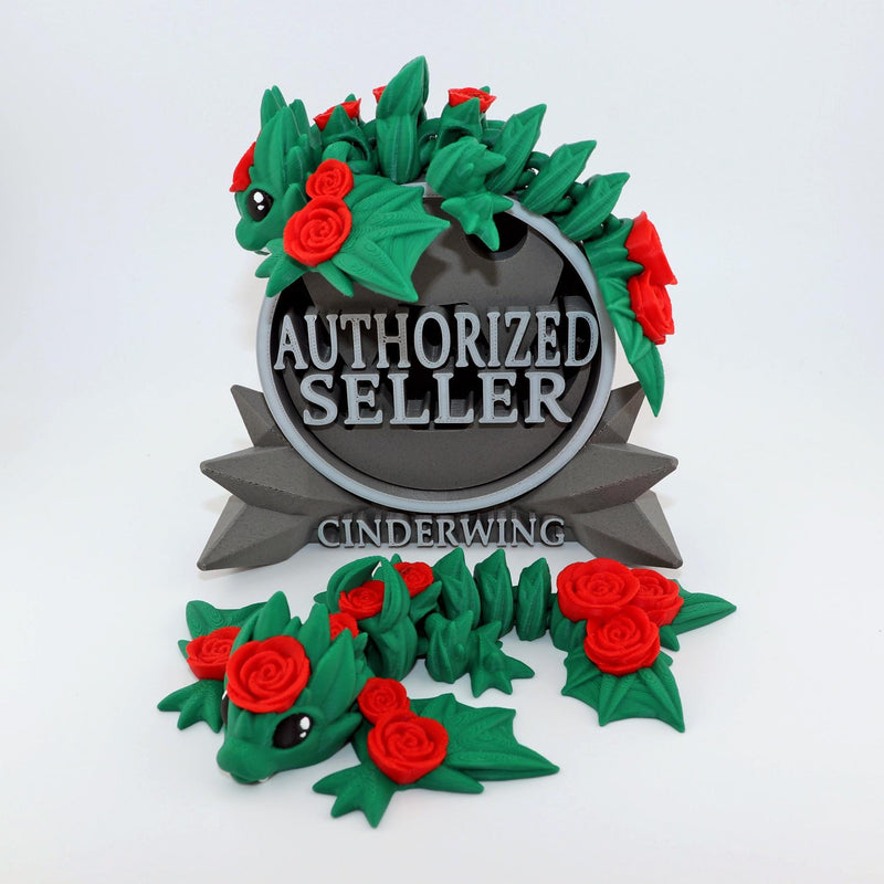 Rose Dragon Figurine – Valentine’s Day Dragon Gift, 3D Printed Floral Dragon, Cute Fantasy Creature, Romantic Rose Dragon Display