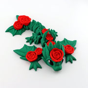 Rose Dragon Figurine – Valentine’s Day Dragon Gift, 3D Printed Floral Dragon, Cute Fantasy Creature, Romantic Rose Dragon Display