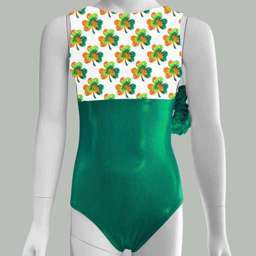 St. Patrick's Day Leotard: Pink Shamrock Graffiti, Green Mystique Spandex