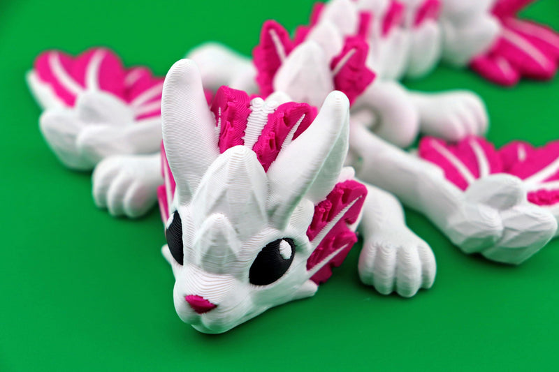 Articulated Bunny Dragon Figurine | 3D Printed Easter Decor