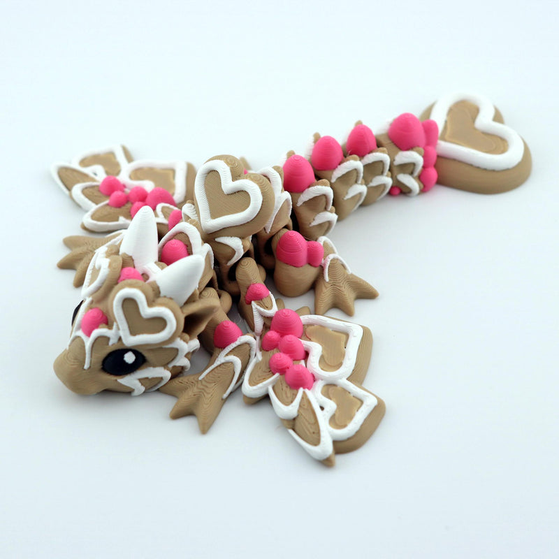 Heart Cookie Dragon – Valentine-Themed Articulated Dragon Figurine