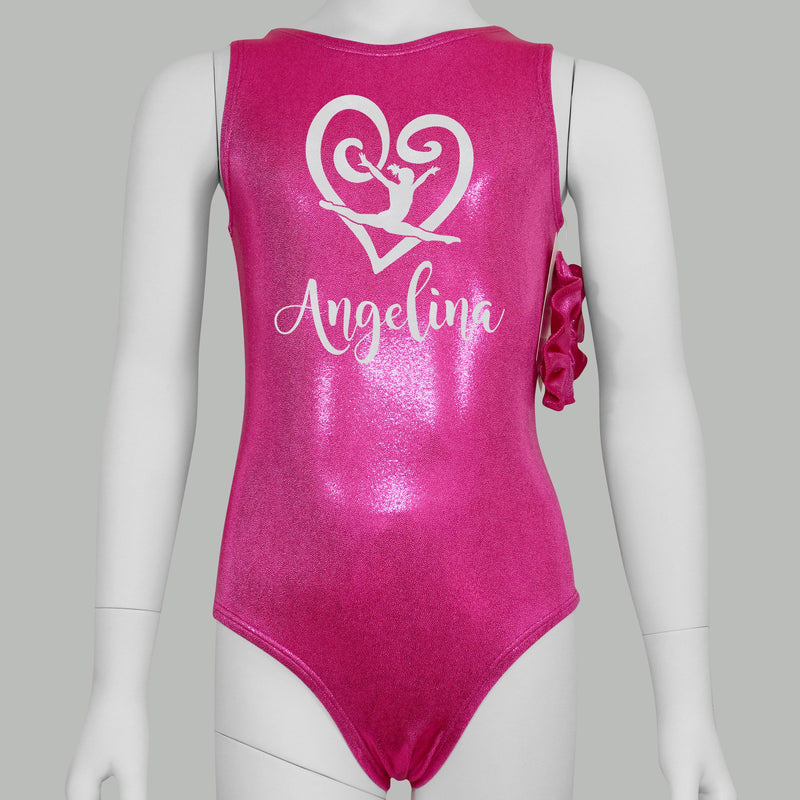Personalized Gymnast Leotard, Glitter Heart, Valentine's Leotard, Matching Scrunchie
