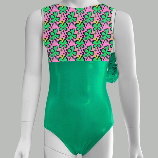 St. Patrick’s Day Gymnastics Leotard Pink Green shamrocks Girls Toddlers Kids Teens Dance Ballet Costume Bodysuit Leo by AERO Leotards