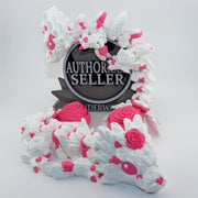 Rose Dragon Clicker – Valentine’s Day Gift, 3D Printed Articulated Floral Dragon, Cute Fantasy Fidget Creature, Romantic Rose Dragon Display