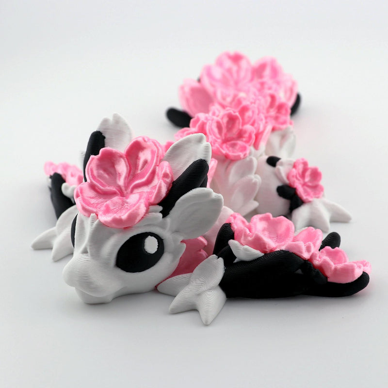 Cherry Blossom Dragon – Hanami Dragon with Pink Flowers, Cute Fantasy Wyvern Dragon Figurine, Romantic Gift, Shelf Decor