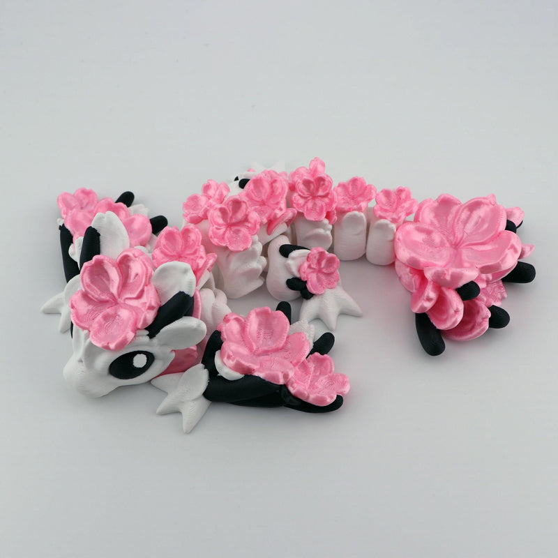 Cherry Blossom Dragon – Hanami Dragon with Pink Flowers, Cute Fantasy Wyvern Dragon Figurine, Romantic Gift, Shelf Decor