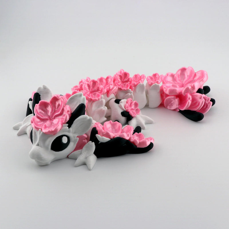 Cherry Blossom Dragon – Hanami Dragon with Pink Flowers, Cute Fantasy Wyvern Dragon Figurine, Romantic Gift, Shelf Decor
