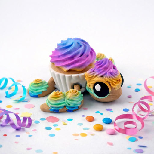 Cupcake Turtle Figurine, Cute Birthday Turtle Decor, Colorful Dessert Turtle, 3D Printed Collectible, Gift for Kids, Kawaii Animal Figure