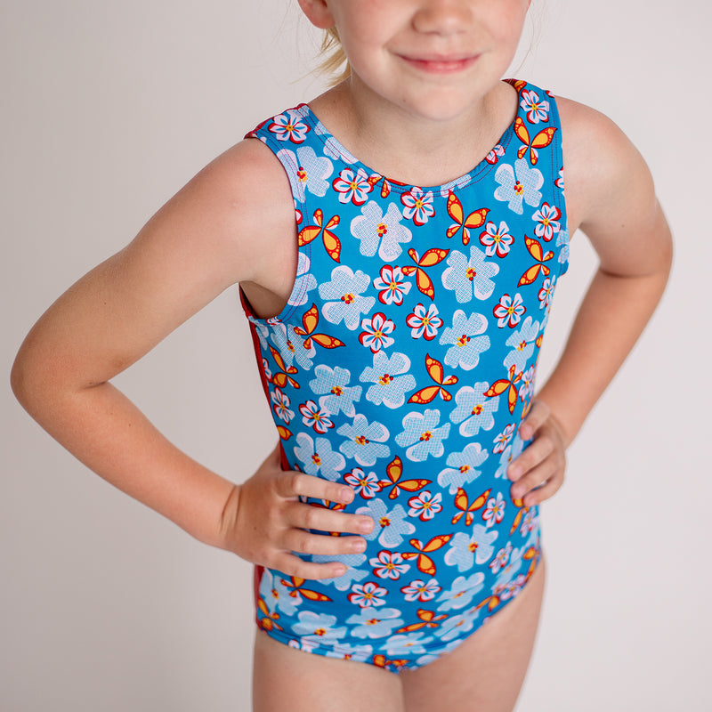 Retro Summer Floral Butterfly Leotard