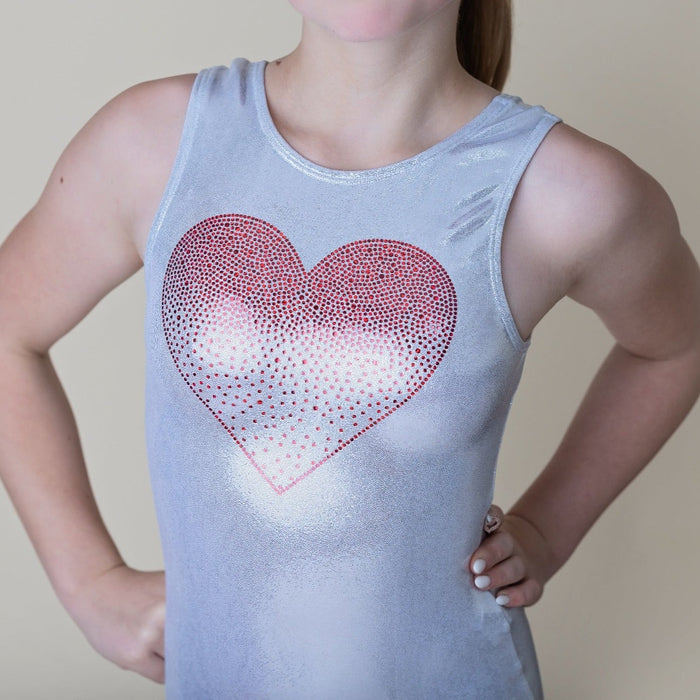 Red Holographic Sequin Faded Heart Leotard