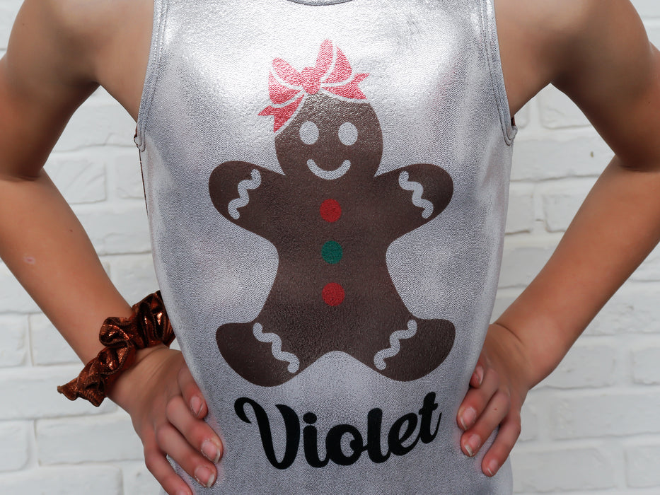 Gingerbread Cookie Girl Leotard - Personalized