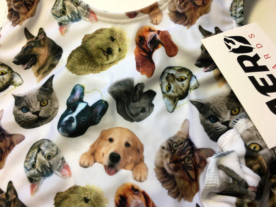 Cats Dogs Gymnastics Leotard Girls Toddlers Kids Teen Dance Ballet Costume Custom Bodysuit Cat & Dog Leo by AERO Leotards