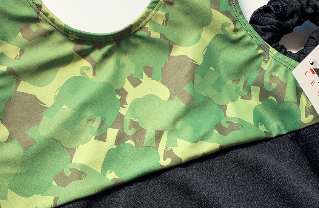 Camouflage Elephants Gymnastics Leotard Girls Toddlers Kids Teens Dance Ballet Costume Custom Bodysuit Elephant Leo by AERO Leotards