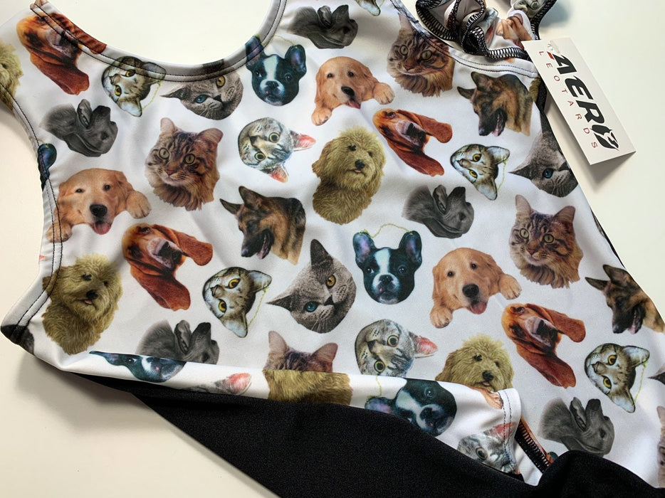 Cats Dogs Gymnastics Leotard Girls Toddlers Kids Teen Dance Ballet Costume Custom Bodysuit Cat & Dog Leo by AERO Leotards