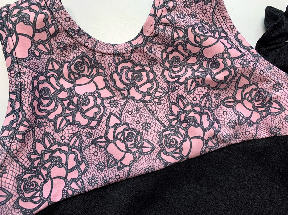 Gymnastics Leotard Girls Toddlers Kids Teens Dance Ballet Gymnastics Gifts Custom Bodysuit Floral Rose Faux Lace Print Leo by AERO Leotards