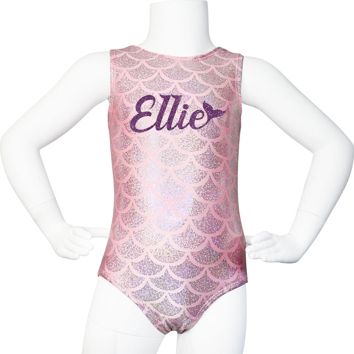 Mermaid Leotard Personalized Girls Toddlers Gymnastics Dance Ballet Custom Costume Bodysuit Leo - Pink Mermaid 2T - Adult AERO Leotards