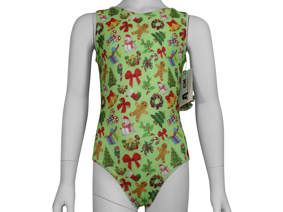 Christmas Gymnastics Leotard for Girls Toddlers Kids Teens Holiday Costume or Dance Bodysuit by AERO Leotards