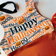 Happy Halloween Gymnastics Leotard Girls Toddlers Kids Teens Dance Ballet Costume Custom Bodysuit Orange Pumpkins Leo by AERO Leotards