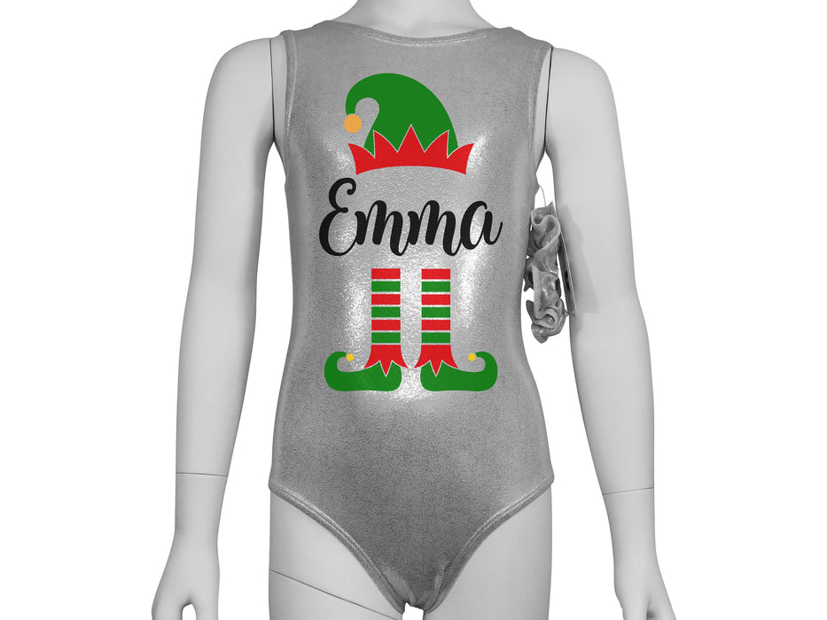Personalized Elf Gymnastics Leotard, Holiday Christmas Leotard for Girls Toddlers Kids Teens Custom Bodysuit Leo by AERO Leotards