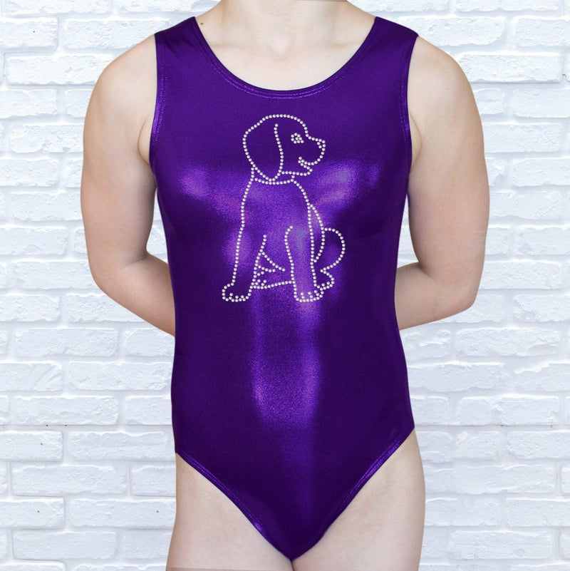 Dog Gymnastics Leotard Girls Toddlers Kids Teen Dance Ballet Gymnastics Gifts Custom Bodysuit Rhinestone Puppy Leo by AERO Leotards