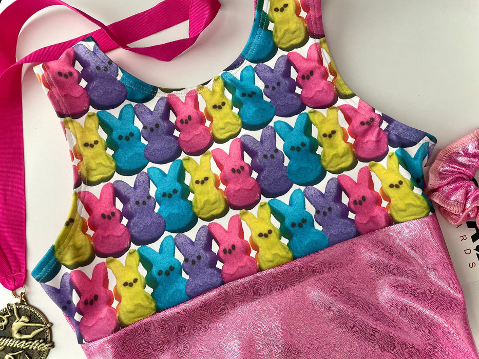 Marshmallow Bunnies Gymnastics Leotard Girls Toddlers Kids Teens Dance Ballet Costume Custom Bodysuit Rabbit Leo by AERO Leotards
