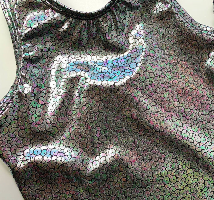 Silver Holographic Foil Gymnastics Leotard Girls Toddlers Kids Teens Dance Ballet Costume Custom Bodysuit Leo by AERO Leotards
